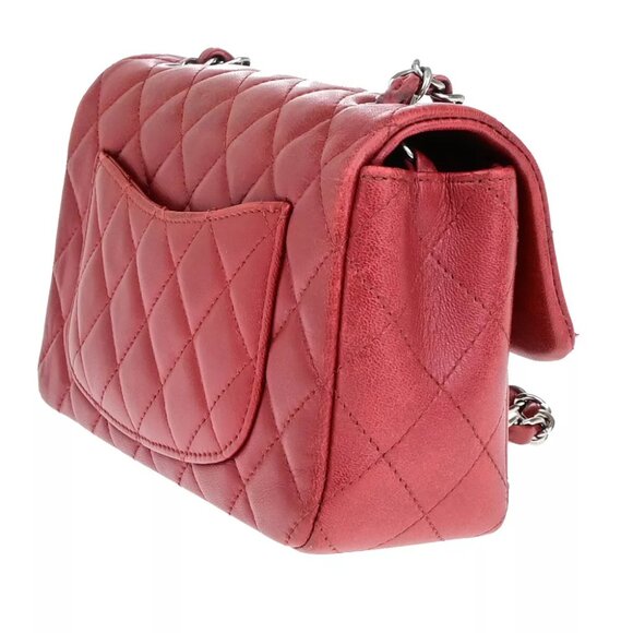 CHANEL CC Mini Matelasse Chain Shoulder Bag Leather Red SHW Italy - Picture 7 of 7